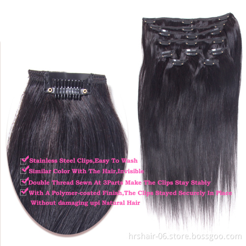 Unprocessed Peruvian Straight Human Hair Clip In Extensions 10 pcs/ set Natural Color Full Head Straight Virgin Hair Clip Ins